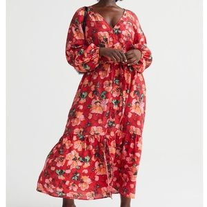 Tie belt balloon-sleeve dress